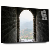 Acrylic print of the Great Wall of China in muted earth tones, ideal for bedroom or dining room art.