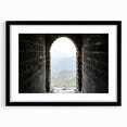 Abstract art print of the Great Wall of China in vibrant, colorful textures on a large framed canvas.