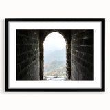 Abstract art print of the Great Wall of China in vibrant, colorful textures on a large framed canvas.