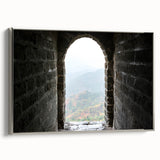 Framed canvas of the Great Wall of China in muted earth tones, ideal for adding a vintage touch to any room.