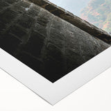 Art deco poster of the Great Wall of China in muted earth tones on rolled canvas, suitable for dining room decor.