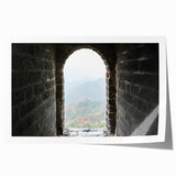Extra large rolled print depicting the Great Wall of China, in muted earth tones, ideal for art wall dining room.