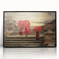 Large abstract wall art depicting a Tibetan landscape in muted earth tones on a framed acrylic.