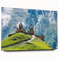 Large abstract wall art on acrylic glass depicting a vibrant, colorful Asian scenery.