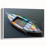 Vintage poster art of a colorful Indian landscape on extra large white-framed canvas, suitable for living room decor.