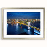 Textured abstract art print of Tokyo skyline in muted gray and silver tones, framed with a mat, suitable for bedroom decor.