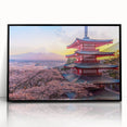 Large abstract wall art depicting a stylized Japanese landscape in muted earth tones on a framed acrylic panel.