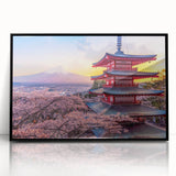 Large abstract wall art depicting a stylized Japanese landscape in muted earth tones on a framed acrylic panel.
