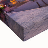 Large art depicting a black and white Korean landscape on stretched canvas, ideal for bedroom wall decor.