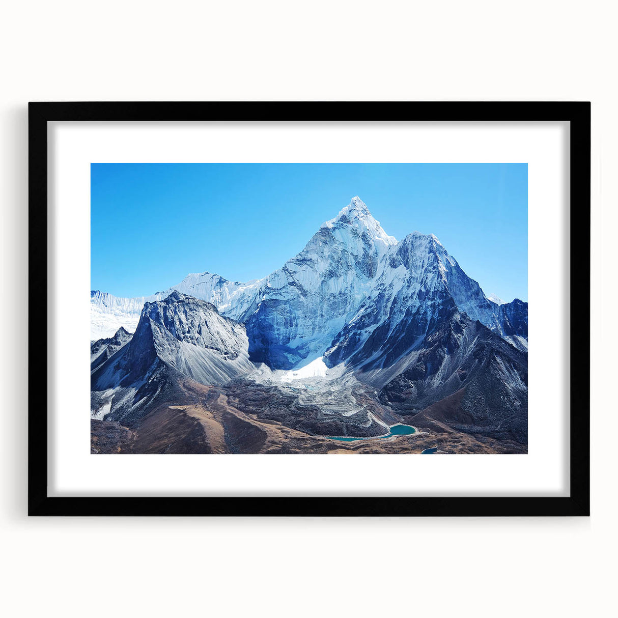 Abstract art print of Mount Everest in vibrant colors on a textured, extra large canvas, ideal for living room decor.