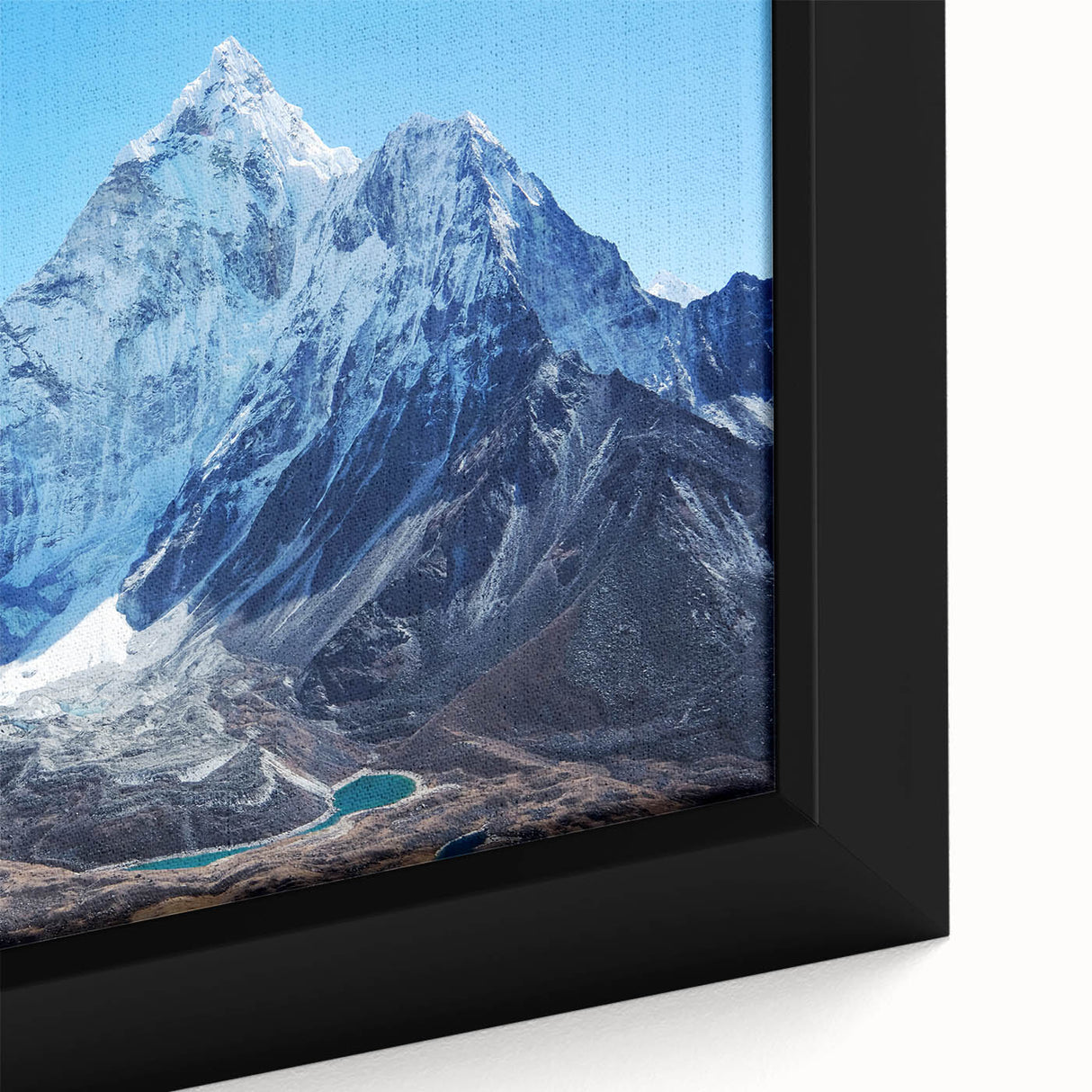 Extra large framed canvas featuring a textured depiction of Mount Everest in vibrant, colorful art tones.
