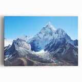 Black and white photograph of Mount Everest on stretched canvas, suitable as large kitchen wall art.