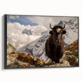 Black and white framed canvas depicting a vintage-style landscape of Nepal, ideal for bedroom wall art.
