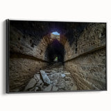 Black and white framed canvas of a vintage-style Pakistani landscape, ideal for bedroom wall decor.