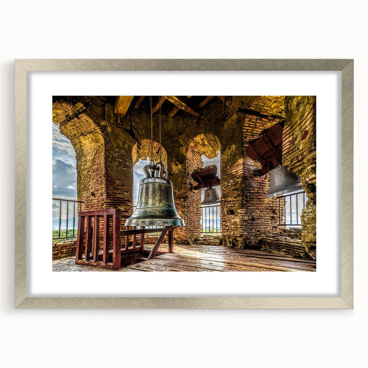 Textured art print depicting an abstract Philippine landscape in muted earth tones, framed in silver.