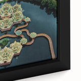 Extra large framed canvas featuring a textured depiction of Bangkok scenery in black with colorful accents.