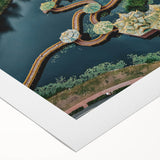 Art deco poster of Bangkok skyline in pastel shades on rolled canvas, suitable for dining room wall art.