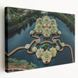 Large canvas print of Bangkok skyline in muted gray and blue tones, suitable for kitchen wall art.