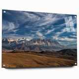 Large abstract wall art on acrylic glass showing a vibrant, colorful Turkish landscape, ideal for dining room decor.