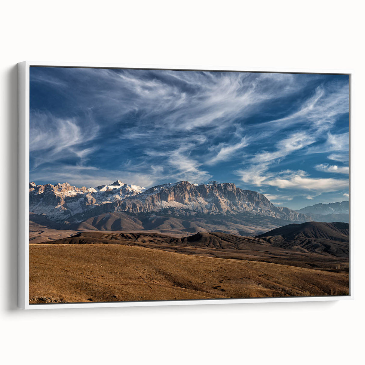 Vintage poster art of a Turkish landscape on framed canvas, featuring colorful art in extra large size.