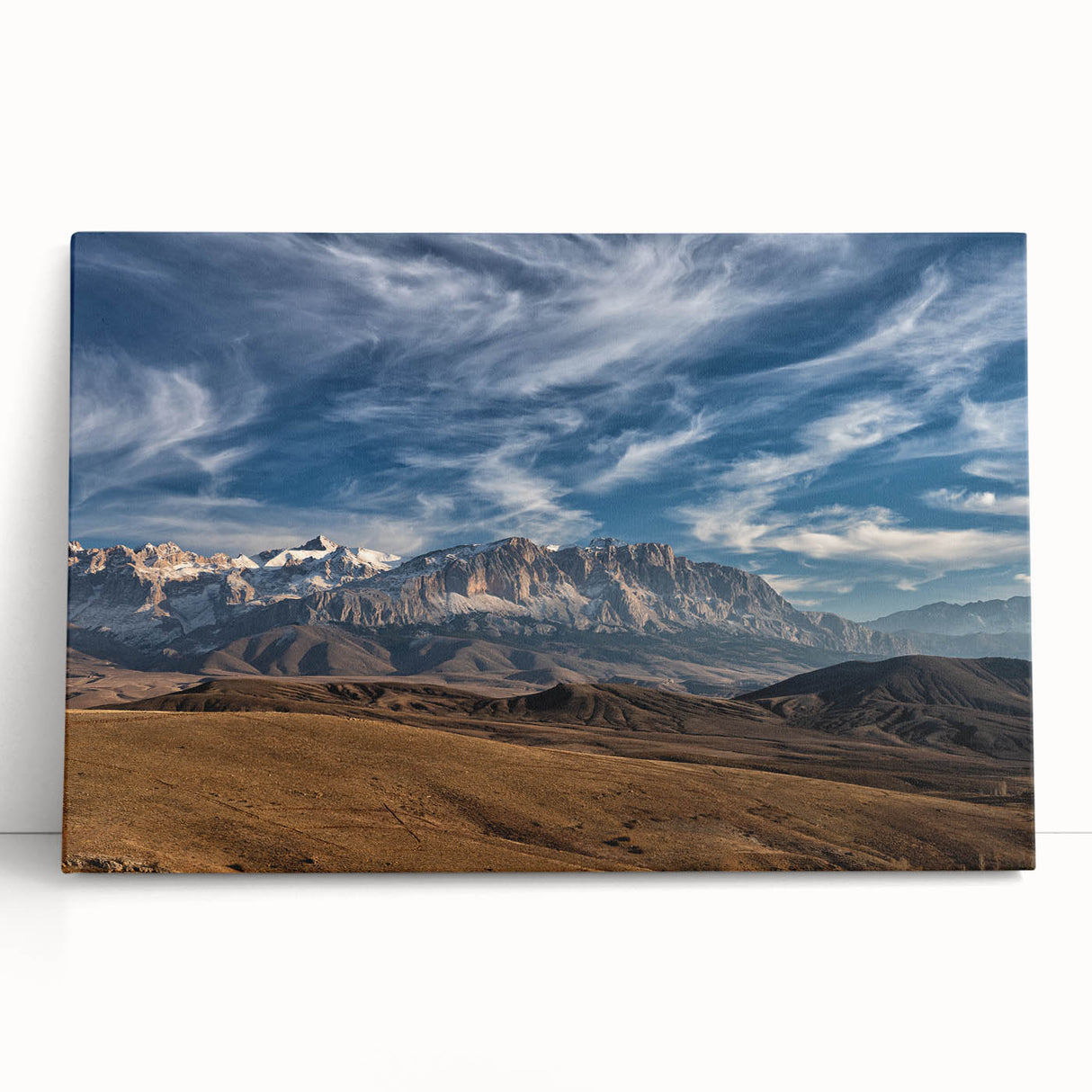 Black and white photograph of a Turkish landscape on stretched canvas, ideal for kitchen wall art.