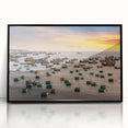 Large abstract wall art depicting a Vietnamese landscape in muted earth tones on a framed acrylic.
