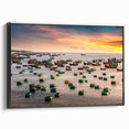 Black and white framed canvas featuring a vintage-style landscape of a Vietnamese rice terrace, ideal for bedroom wall decor.