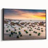 Black and white framed canvas featuring a vintage-style landscape of a Vietnamese rice terrace, ideal for bedroom wall decor.