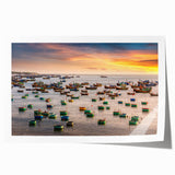 Extra large rolled print of a Vietnamese landscape with vibrant green hues and floral elements.