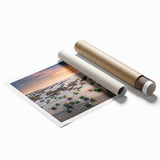 Extra large rolled print of a Vietnamese landscape with vibrant green and blue tones, ideal for classy bathroom wall art.