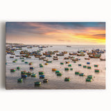 Black and white photograph on canvas of a Vietnamese landscape, ideal for kitchen wall art.