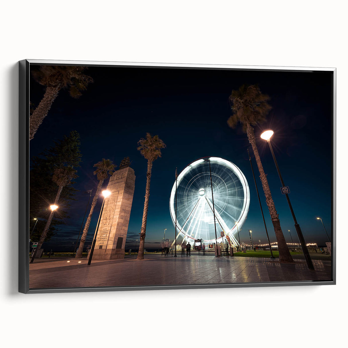 Black and white landscape art painting of Adelaide on framed canvas, ideal for bedroom wall decor.