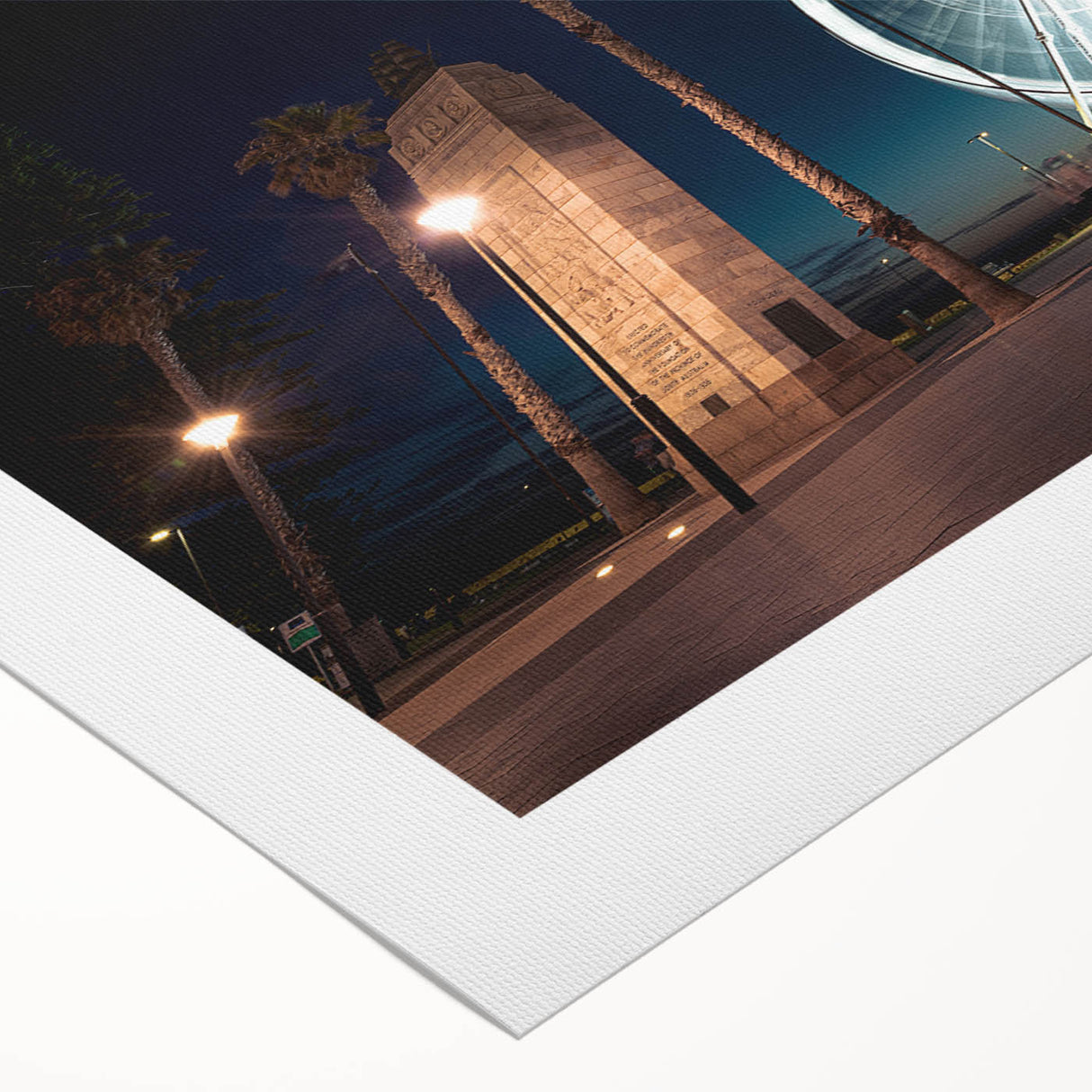 Art deco poster of Adelaide scenery in subdued green and blue tones on rolled canvas, ideal for dining room wall art.