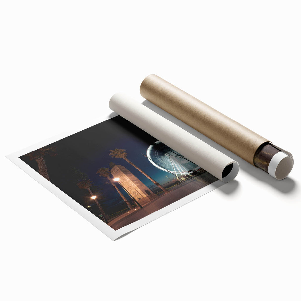 Extra large rolled print featuring a floral art scene of Adelaide, Australia, in pastel shades.