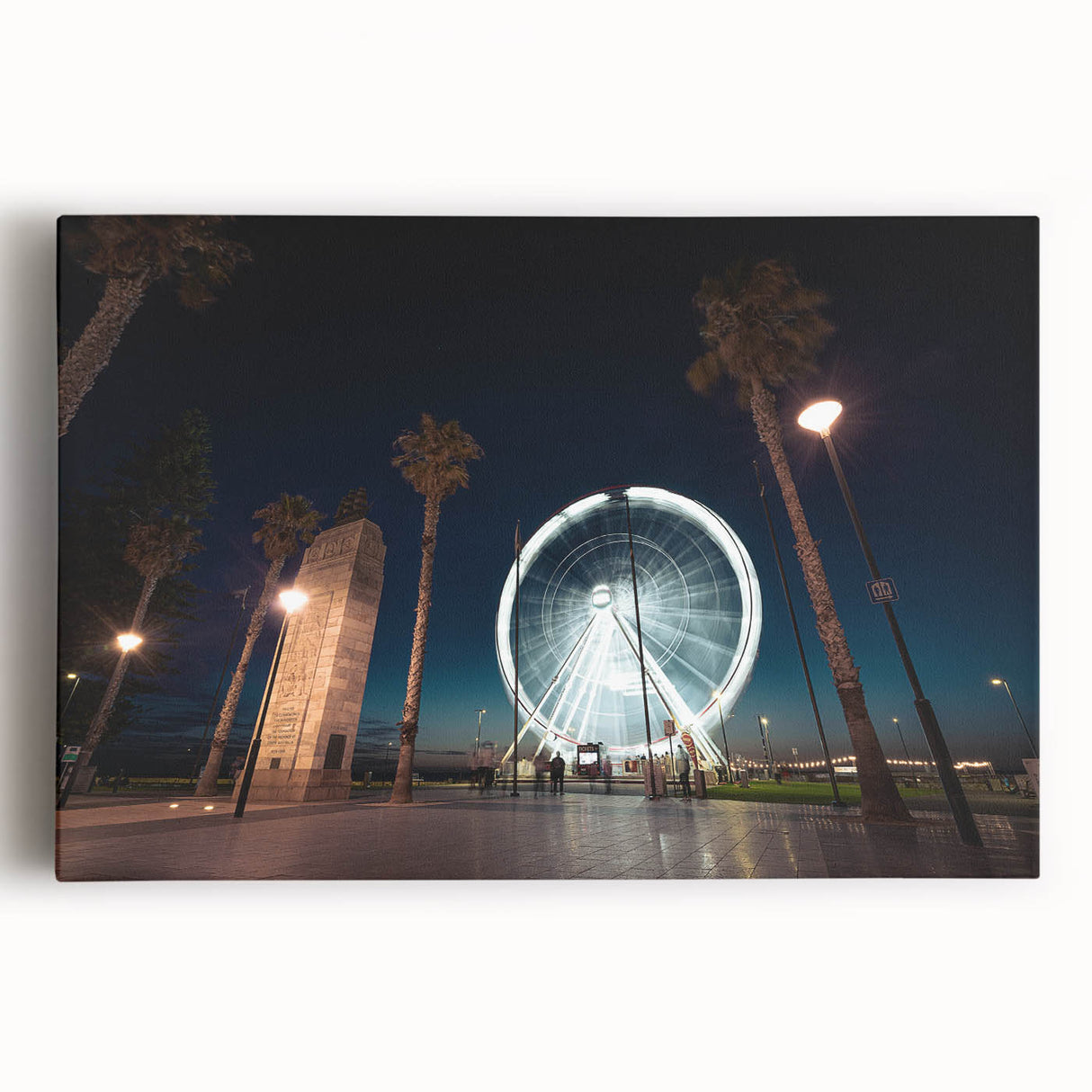 Black and white panoramic view of Adelaide on stretched canvas, suitable for kitchen wall art.