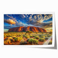 Rolled print of Ayers Rock in muted earth tones, suitable as art wall dining room decor.