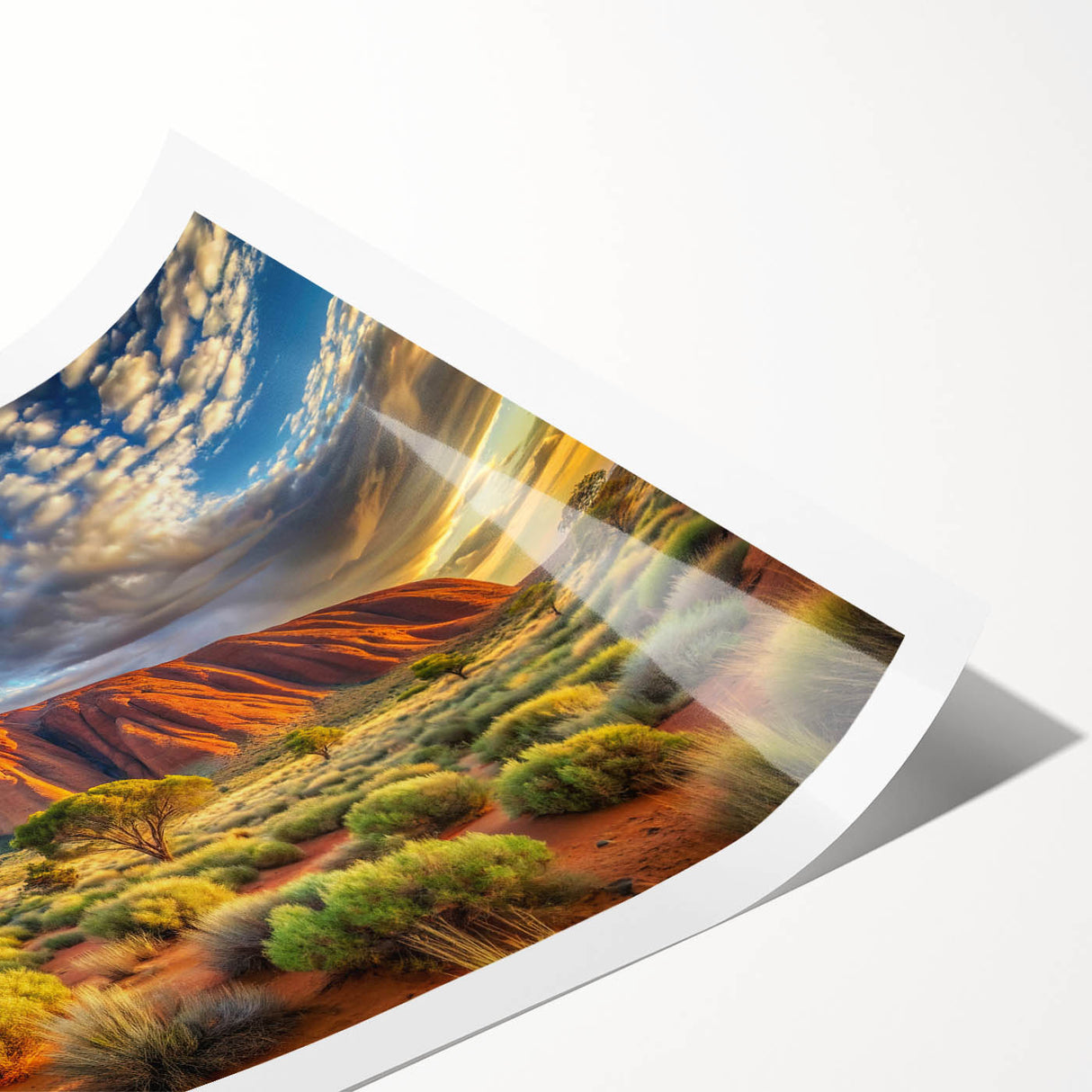 Extra large wall art of Ayers Rock in muted earth tones on a rolled canvas, suitable for large living room decor.