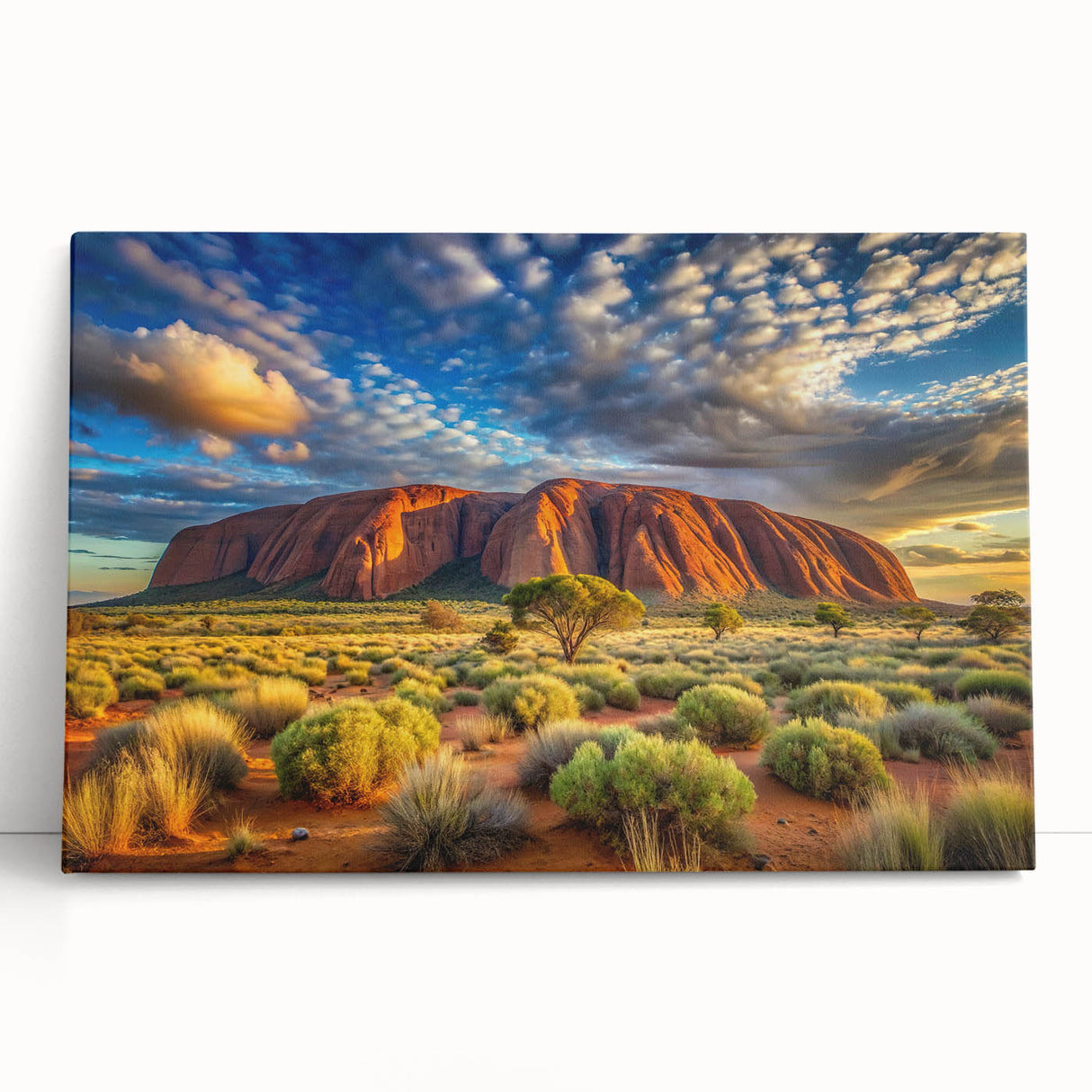 Black and white image of Ayers Rock on stretched canvas, ideal for kitchen wall art.