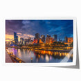 Rolled print of Melbourne scenery in soft pastel shades, ideal for art wall dining room placement.