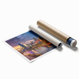Extra large rolled print of Melbourne scenery with vibrant floral art, ideal for classy bathroom or large living room decor.