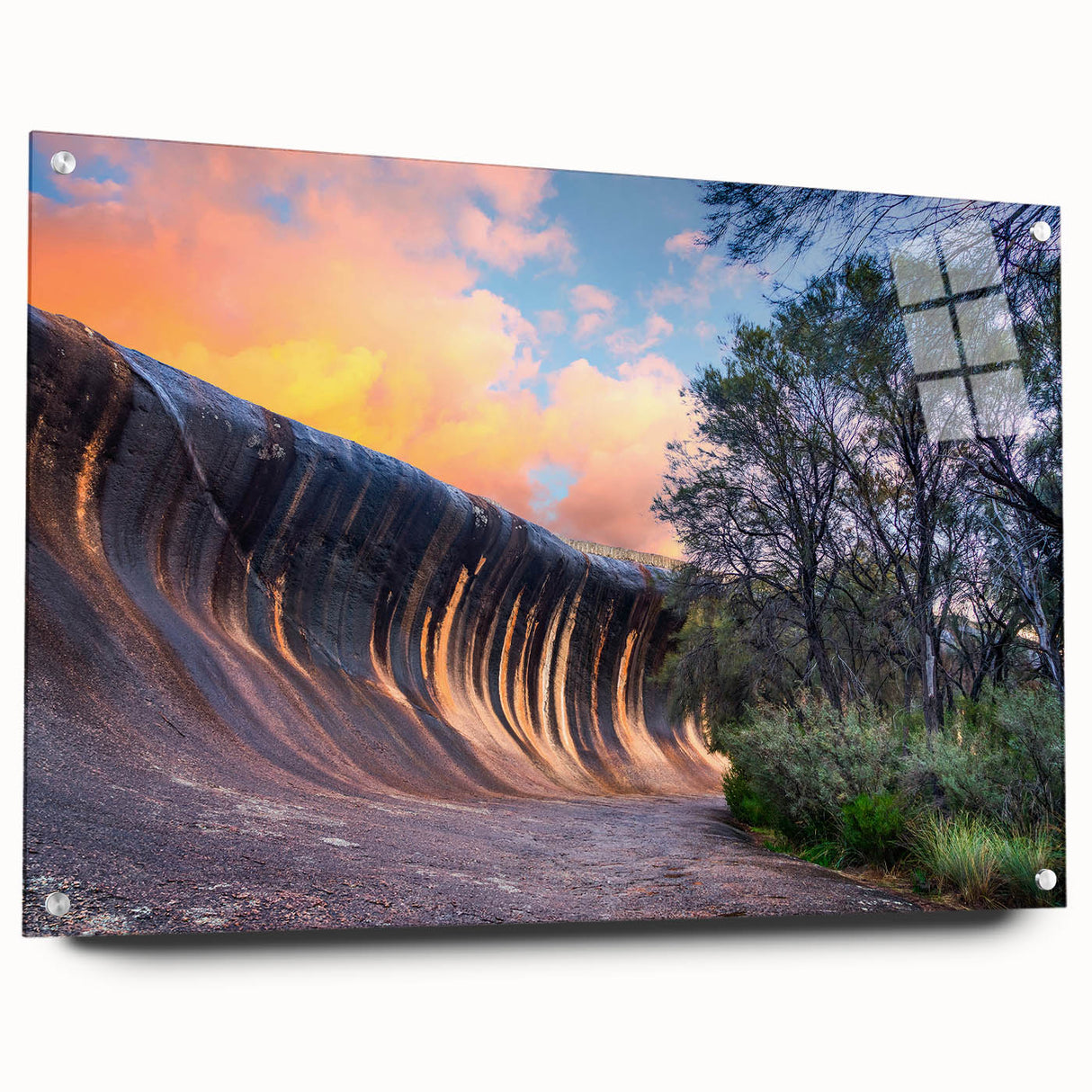 Large abstract wall art of Perth scenery in muted earth tones on acrylic glass, ideal for dining room decor.