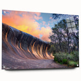 Large abstract wall art of Perth scenery in muted earth tones on acrylic glass, ideal for dining room decor.