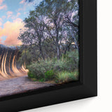 Extra large black wall art featuring a textured close-up of Perth, Australia, in colorful, vibrant hues on a framed canvas.