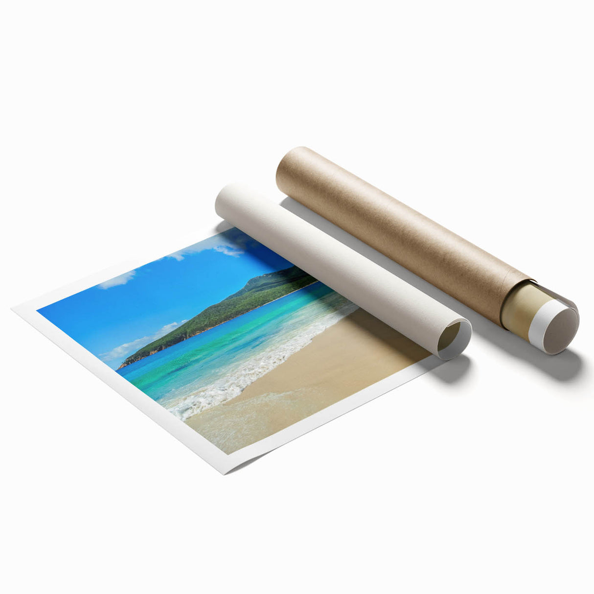 Extra large rolled print of Tasmania scenery with vibrant green and blue tones.