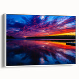 Vintage poster art of a scenic Manitoba landscape on a framed canvas, featuring vibrant colors ideal for living room decor.