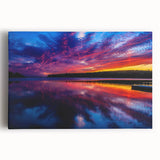 Black and white stretched canvas depicting a serene Manitoba landscape, ideal for kitchen wall art.