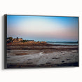 Black and white framed canvas featuring a vintage-style landscape of New Brunswick, ideal for bedroom wall decor.