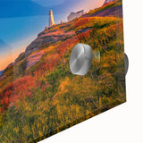 Large abstract wall art depicting Newfoundland scenery in mid-century modernist style on acrylic glass.