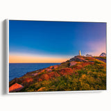 Vintage poster art of Newfoundland scenery in vibrant colors on a framed canvas, ideal for living room decor.