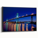 Black and white framed canvas of Nova Scotia landscape, ideal for bedroom wall art with a vintage poster style.